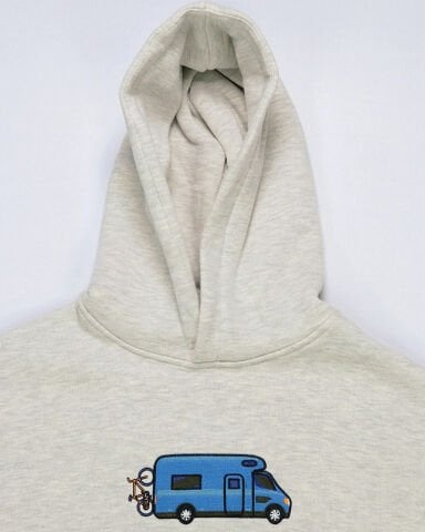 Mavi Motokaravan Nakışlı Sweatshirt