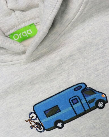 Mavi Motokaravan Nakışlı Sweatshirt