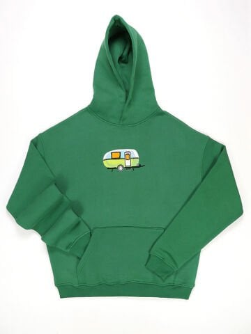 Yeşil Çekme Karavan Nakışlı Sweatshirt