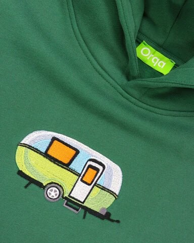 Yeşil Çekme Karavan Nakışlı Sweatshirt