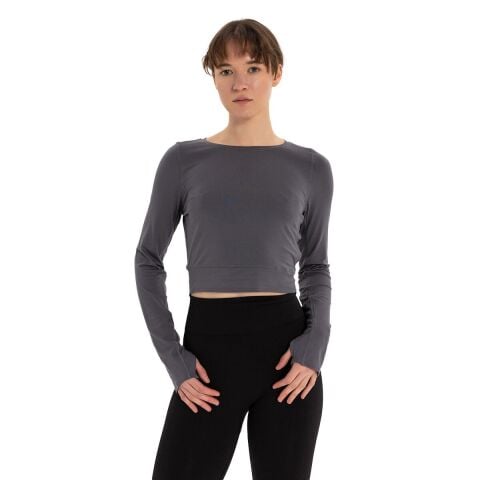 Inguz Sırtı Üçgen Detay Parmak Geçmeli Modal T-Shirt