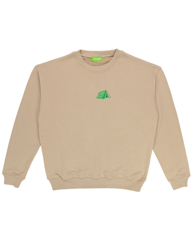 Kahve Kamp Çadırı Nakışlı Sweatshirt