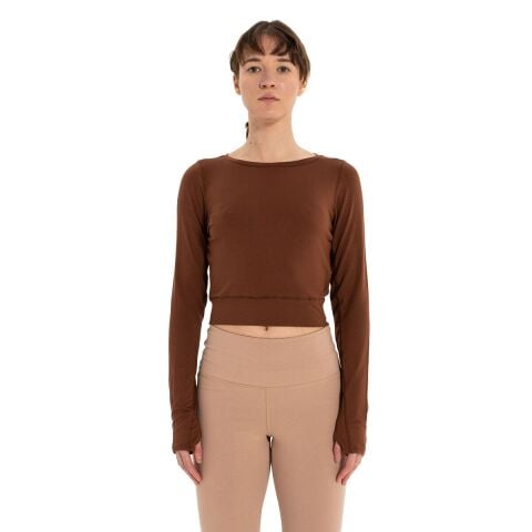 Inguz Sırtı Üçgen Detay Parmak Geçmeli Modal T-Shirt