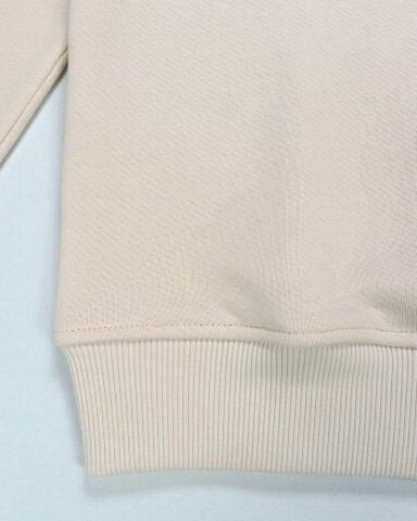 Krem Bisiklet Nakışlı Sweatshirt