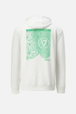 OVERSIZED FIT KAPUSONLU VE SIRT BASKILI SWEATSHIRT