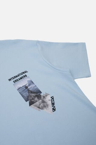 OVERSIZED FIT DREAMER ERKEK TSHIRT MAVI