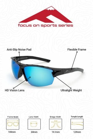 Falco Black- Blue Unisex Sporcu Güneş Gözlüğü | Outdoor