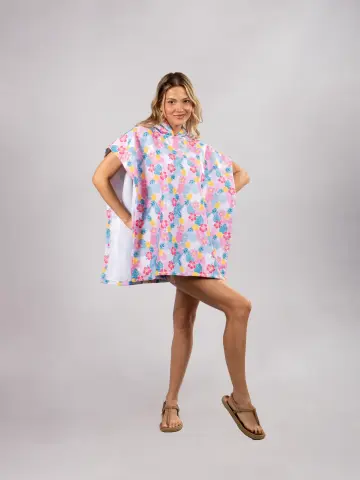 Kadın Kısa Kapüşonlu Plaj Havlusu Neon