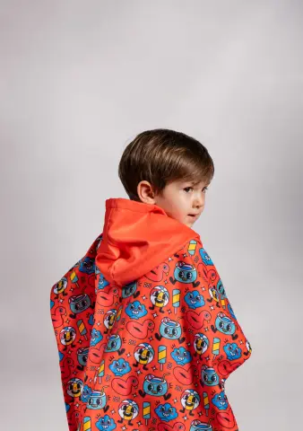 Çocuk Kapüşonlu Plaj Havlu - Red Sea