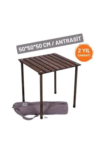 BAG THE JOY AHŞAP KATLANIR RULO KAMP MASASI / ANTRASİT (50*50*50)