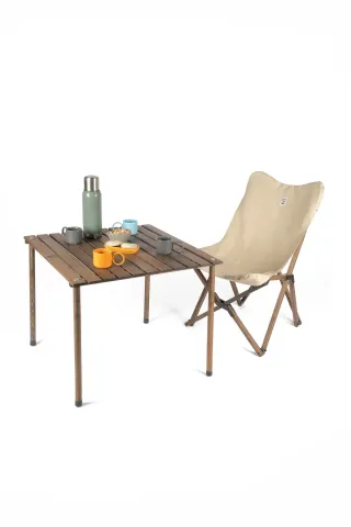 BAG THE JOY AHŞAP KATLANIR RULO KAMP MASASI / ANTRASİT (70*70*55)