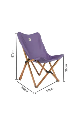 BAG THE JOY KIDS KATLANIR AHŞAP KAMP & BAHÇE SANDALYESİ KAHVERENGİ İSKELET –MOR KILIF