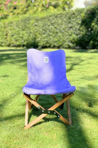 BAG THE JOY KIDS KATLANIR AHŞAP KAMP & BAHÇE SANDALYESİ KAHVERENGİ İSKELET –MOR KILIF