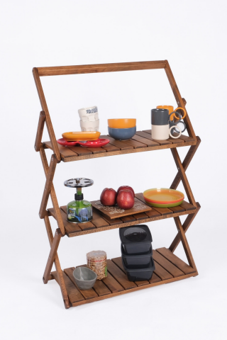 BAG THE JOY AHŞAP PORTATİF KATLANIR KAMP RAFI – KAHVERENGİ