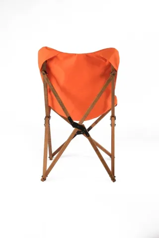 BAG THE JOY KATLANIR AHŞAP KAMP ve BAHÇE SANDALYESİ – KAHVERENGİ İSKELET – TURUNCU KILIF