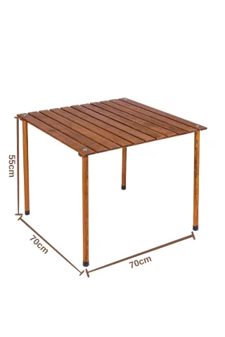 BAG THE JOY AHŞAP KATLANIR MASA SANDALYE SETİ – KAHVERENGİ- TURKUAZ – 70*70*55