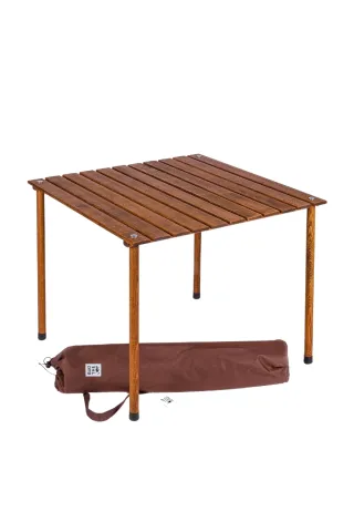 BAG THE JOY AHŞAP KATLANIR MASA SANDALYE SETİ – KAHVERENGİ – TURUNCU – 70*70*55