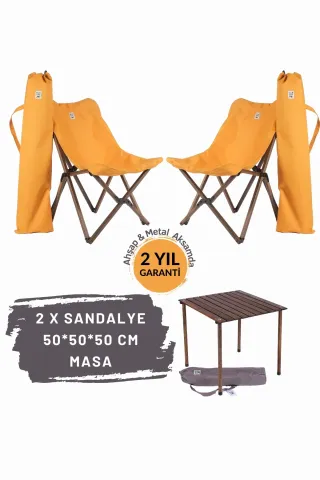 BAG THE JOY AHŞAP KATLANIR MASA SANDALYE SETİ – ANTRASİT – HARDAL – 50*50*50cm