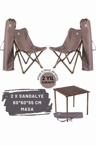 BAG THE JOY AHŞAP KATLANIR MASA SANDALYE SETİ – ANTRASİT- KOYU GRİ -60*60*55